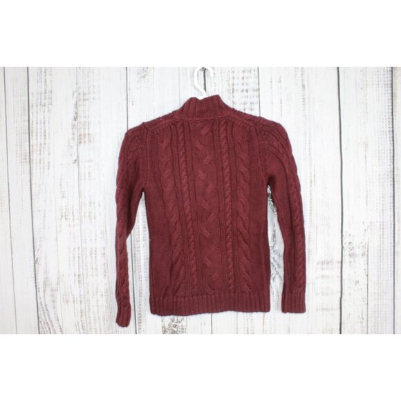 LL Bean Double L Cable Sweater Zip Cardigan Maroon Size Small - Picture 7 of 10